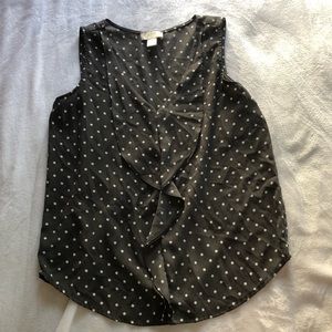 Polka dot ruffle blouse